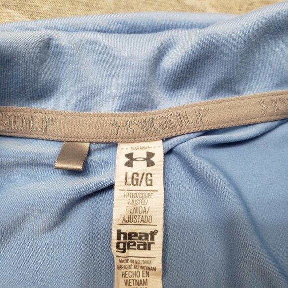 Under Armour Golf Polo Top Womens Large Blue Heatgear Short Sleeve Branded - Picture 6 of 12